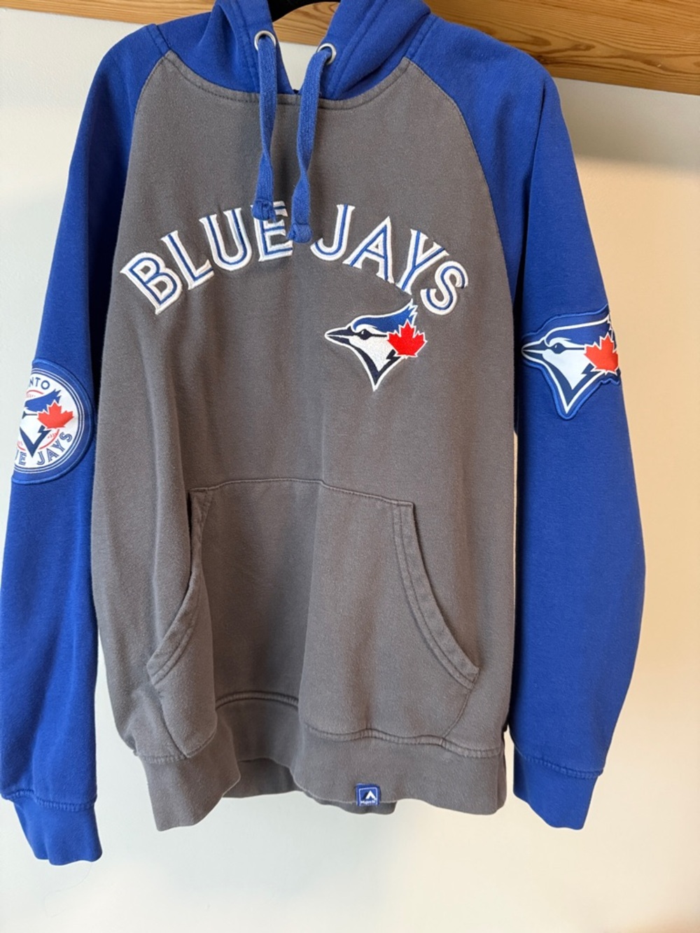 Majestic Blue Jays Crewneck Hoodie - Gray & Royal Blue
